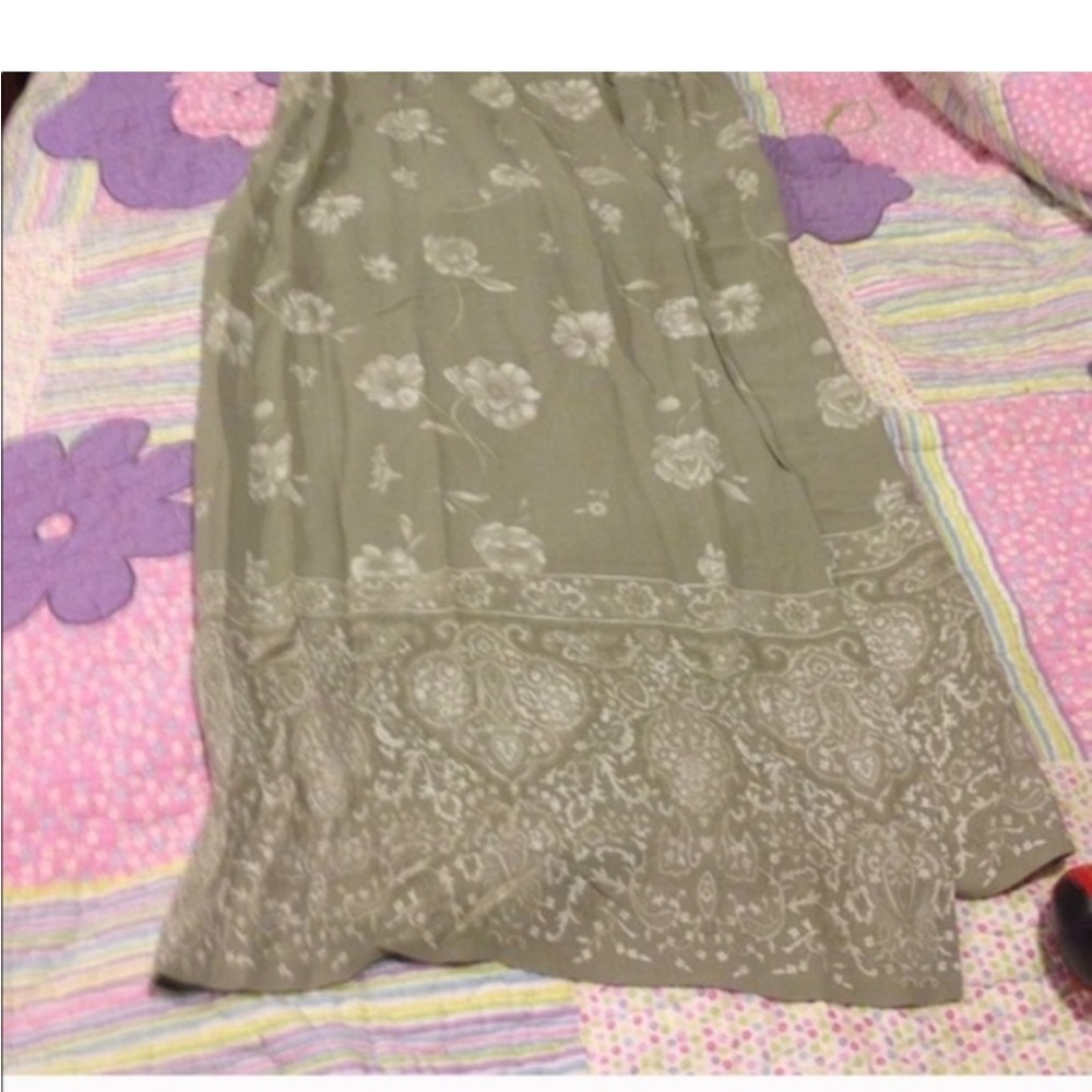 Vintage Express cream and taupe Floral wrap Maxi Skirt - Picture 2 of 4